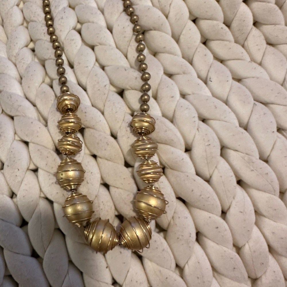 Gold Beaded Necklace with Lustrous Finish